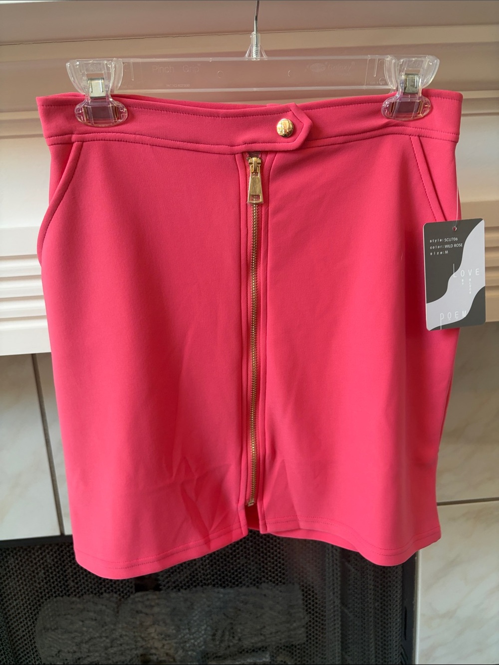 Pink Zip-Front Mini Skirt